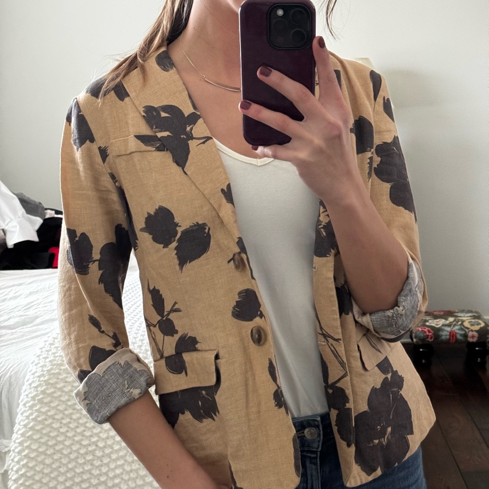 Merona Tan and Black Floral Blazer